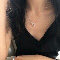 wholesale S925 Sterling Silver Ballpoint Bow Necklace for Women, Small and Unique Design, High-End Luxury, Personalized Elegance Snake Chain Necklace-0-3