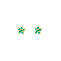 wholesale S925 Sterling Silver Small Petal Colored Zircon Earrings For Women, Elegant Cross-border Floral Design-E4220-Green Zirconium 925 Silver