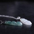 wholesale 925 Silver Wholesale Vintage Style Certified Ice Glutinous Type A Jadeite Bean Pendant Necklace Natural Jade Pendant-0-5