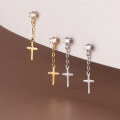 wholesale S925 Sterling Silver Earrings for Women, Korean Style Fashion Ins Wind, Inlaid with Diamonds Short Cross Pendant Ear Accessories M01555-0-2