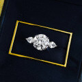 wholesale S925 Sterling Silver Round White Diamond 10 Light Luxury Personality Ring Vintage Fashion Commuter Style-0-3