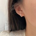 wholesale S925 Sterling Silver Minimalist Simple Hoop Earrings for Women, Light Luxury Niche New Ear Clasp Earrings for Best Friend-0-3