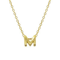 wholesale Metal 925 Silver Plain 26 Letters Pendant Necklace, Ins Luxury Hot-selling Choker-Gold-M 925 silver
