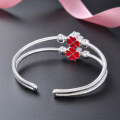 wholesale 999 Sterling Silver Dripping Clover Bracelet Double Loop Open-Ended Minimalist Classic Wholesale for Women-0-2