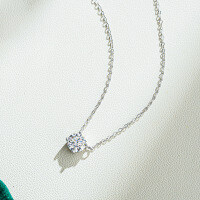 925 Silver 1ct Four-Prong Booger Pendant Necklace with Moissanite-2 carats (high carbon diamond)  925 silver