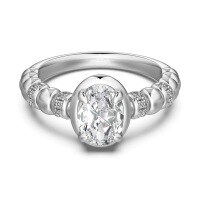 wholesale S925 Sterling Silver French Viral Ring for Women, Small and Exquisite, Light Luxury, Flexible Spinning Ring with Oval and Heart-shaped Zircon-Platinum DY121178-SW-WH 6