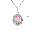 wholesale S925 Sterling Silver Cross-Border Jewelry for Export, Women's Necklace with Pink Opal Pigeon Egg, Light Luxury Accessory New Arrival-0-2