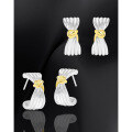 wholesale S925 Sterling Silver 986 Niche Ins Minimalist Two-Tone Electroplated French Irregular Texture Knot Stud Earrings for Women-0-1