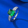 wholesale S925 Silver Zhu Zhifan New 7*9 Fat Square Nano Green Ring for Women, Daily Luxury Versatile Band-0-2