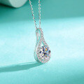 wholesale S925 Sterling Silver Cross-Border 5ct Moissanite Diamond Waterdrop Pendant Necklace, Stylish and Versatile Women's Collarbone Jewelry-0-1