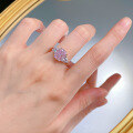wholesale S925 Silver Imported High Carbon Diamond 8*10mm Pink Diamond Ring for Fashionable OL Women Cross-border-0-3