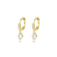 wholesale S925 Sterling Silver Light Luxury Geometric Teardrop Zircon Earrings With Short Tassels-E2411-Gold 925 Silver