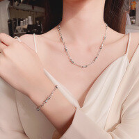 wholesale S925 Sterling Silver Spliced Colorful Zircon Waist Pendant Necklace Bracelet Ins Minimalist Style Accessory-429L/bracelet about 8.2g 925 silver