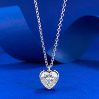 wholesale S925 silver new jewelry style 8*8mm heart-shaped simulated diamond pendant, hot-selling item in live broadcasts-N428 White Diamond &gt;925 Silver
