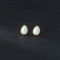 wholesale S925 Sterling Silver Waterdrop-shaped Earrings for Women, Korean Style White Geometric Synthetic Opal Ear Accessories M04141-0-3