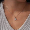 Sterling Silver Pendant with 1-Carat Moissanite Flower Necklace for Women-0-2