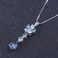 wholesale Fashionable and luxurious S925 sterling silver natural topaz inlaid pendant, a unique and elegant natural gemstone necklace-0-2