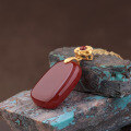 wholesale 925 silver gold-plated with certificate, new Chinese style zodiac red agate chalcedony pendant "Wushi Pai" gift-0-1