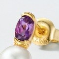 wholesale S925 Sterling Silver Japanese and Korean New Style Natural Freshwater Pearl Amethyst Earrings for Women, Customizable Wholesale from Manufacturer-0-1