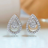 wholesale 925 Sterling Silver New Geometric Waterdrop Earrings Hollow-Out Trendy Stylish Minimalist Design-E177 Pear Shape>925 Silver