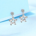 wholesale S925 Sterling Silver Korean Style TikTok Same Simple and Elegant Five-Point Star Pendant Earrings with Moissanite Wholesale-0-0