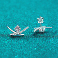 S925 Sterling Silver Moissanite Women's Cross Geometric Earrings-0-1