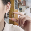wholesale S925 Sterling Silver Plain Irregular Hoop Earrings, Trendy Euro-American Cross-Border Hip-Hop Punk Style Ear Clasps-0-3