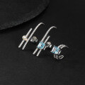 wholesale S925 Silver Fashionable Light Luxury Earring Three-Piece Set with Inlaid Natural Freshwater Pearls and Matching Topaz Ear Studs and Ear Clips-0-1