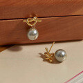 wholesale Metal material cross-border French vintage knot pearl earrings niche design high-end sense temperament versatile elegant earrings wholesale-0-0