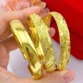 wholesale Metal material, multiple Vietnamese sand gold bracelets for women, non-fading, retro bracelets, suitable for chubby wrists, push-pull adjustable, genuine-0-1