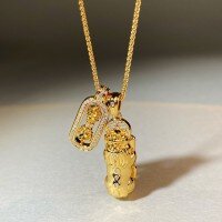 wholesale 18K Gold Plated High-End Quality Sand Gold Color-Fading Resistant Ancient Method Pi Xiu Rotating Vajra Pestle Pendant Necklace Direct from Manufacturer-XL311-T