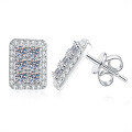 S925 Sterling Silver Moissanite Full Diamond Sparkling Square Sugar Earrings Wholesale-0-3