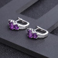 wholesale S925 Silver Fashionable New Natural Amethyst Earrings, Light Luxury High-End Sense Inlaid with Natural Gemstone Ear Studs-0-1