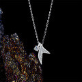 S925 Sterling Silver Mermaid Tail Pendant Necklace with Moissanite-0-1