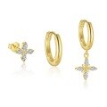 wholesale S925 Sterling Silver French-style Floral Four-Leaf Clover Earrings for Women, Inlaid with Zircon, Exquisite, Fashionable, and Versatile-0-8