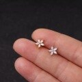 wholesale 925 Sterling Silver Zircon Flower Stud Earrings For Women-0-2