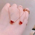 wholesale S925 Sterling Silver Agate Small Heart Necklace, Fashionable, Luxurious, Minimalist, Niche Design, Versatile Choker-0-2