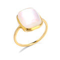 wholesale 925 Sterling Silver Women's Simple and Elegant White Shell Ring with Double-layer Square Stone, Dunli Light Jewelry Spring Sale-0-1