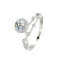 wholesale S925 Sterling Silver Moissanite Ring for Women, 1 Carat, Sparkling Like a Star, Closed Setting, Simple and Fashionable, Small and Delicate, Micro-Paved-0-4