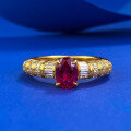 wholesale 925 Sterling Silver Commute Princess Cut Oval Ruby Egg Ring for Women, Fashionable and Versatile-0-0