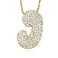 925 Silver Gold-Plated Letter Pendant Choker Necklace for Women-letter J