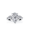 Sterling Silver 4-Carat Moissanite Women's Ring, Luxury-Set Pear Shape for Cross-Border-0-0