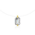 Sterling Silver Moissanite Rectangular Pendant Necklace-0-5