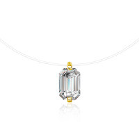 Sterling Silver Moissanite Rectangular Pendant Necklace-Fishing line necklace (gold)  1 carat moissanite (rectangular 5*7mm)