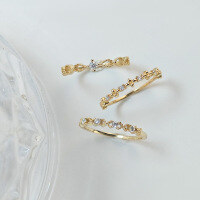 wholesale S925 Sterling Silver Gold-Plated Dori Japanese Style Stackable Thin Ring Woven Flower Fashion Versatile High-End-Braided Flower Ring  Size 7 (Mido)