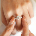 S925 Silver 3ct Moissanite Oval Solitaire Ring for Women-0-2