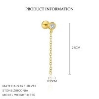 wholesale S925 Sterling Silver Minimalist French Cross-border Geometric Round Stud Earrings For Women, Wholesale-E4744-Gold/Single 925 Silver