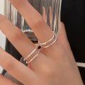 wholesale 925 Sterling Silver Minimalist Adjustable Open Double Layer Ring for Women, Spring and Summer New Ins Trendy Ring-0-0