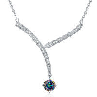 S925 Sterling Silver Moissanite Cross-Border Serpent Series Necklace-1-carat seven-color moissanite