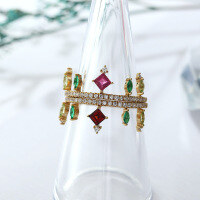 wholesale S925 metal Japanese-style lightweight luxury courtly retro natural rubellite gemstone stacking ring for women New design-Pomegranate Style No. 10